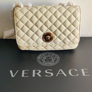 Versace Handbag La Medusa Beige Quilted Lamb Leather Shoulder NWT Brand NEW Bag